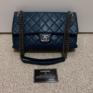 Chanel Navy Blue Quilted Leather 31 Rue Cambon Crossbody Shoulder Flap Bag